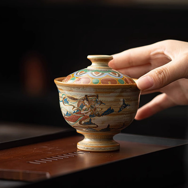 Dunhuang Fliegende Apsaras Keramik-Gaiwan-Teetasse, 150 ml