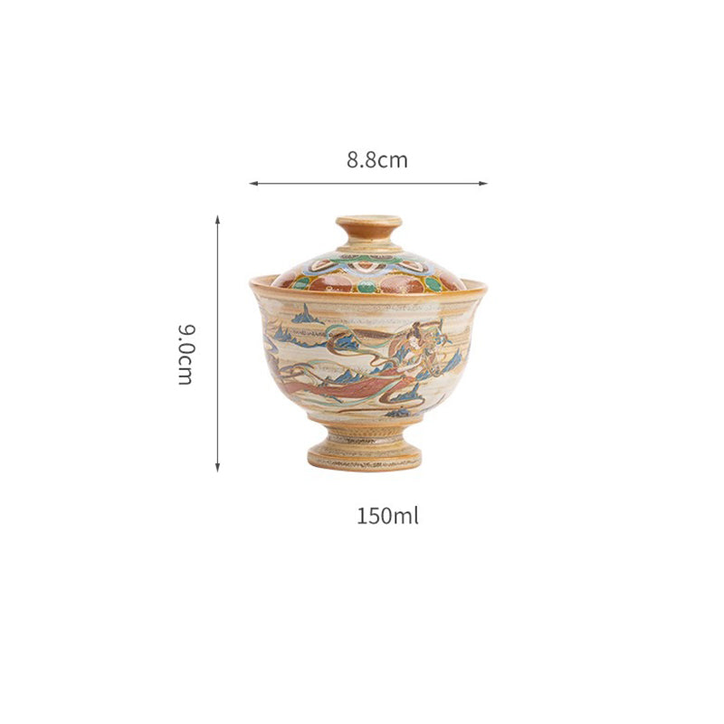 Dunhuang Fliegende Apsaras Keramik-Gaiwan-Teetasse, 150 ml