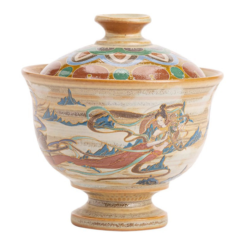 Dunhuang Fliegende Apsaras Keramik-Gaiwan-Teetasse, 150 ml