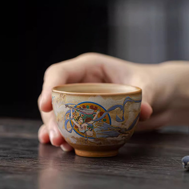 Dunhuang Fliegende Apsaras Keramik-Gaiwan-Teetasse, 150 ml