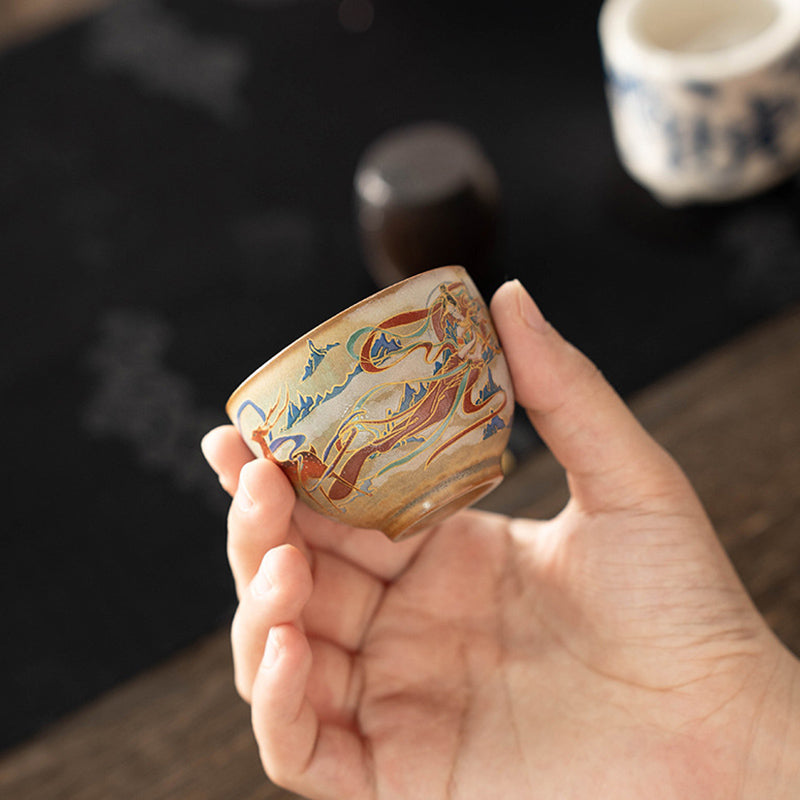 Dunhuang Fliegende Apsaras Keramik-Gaiwan-Teetasse, 150 ml
