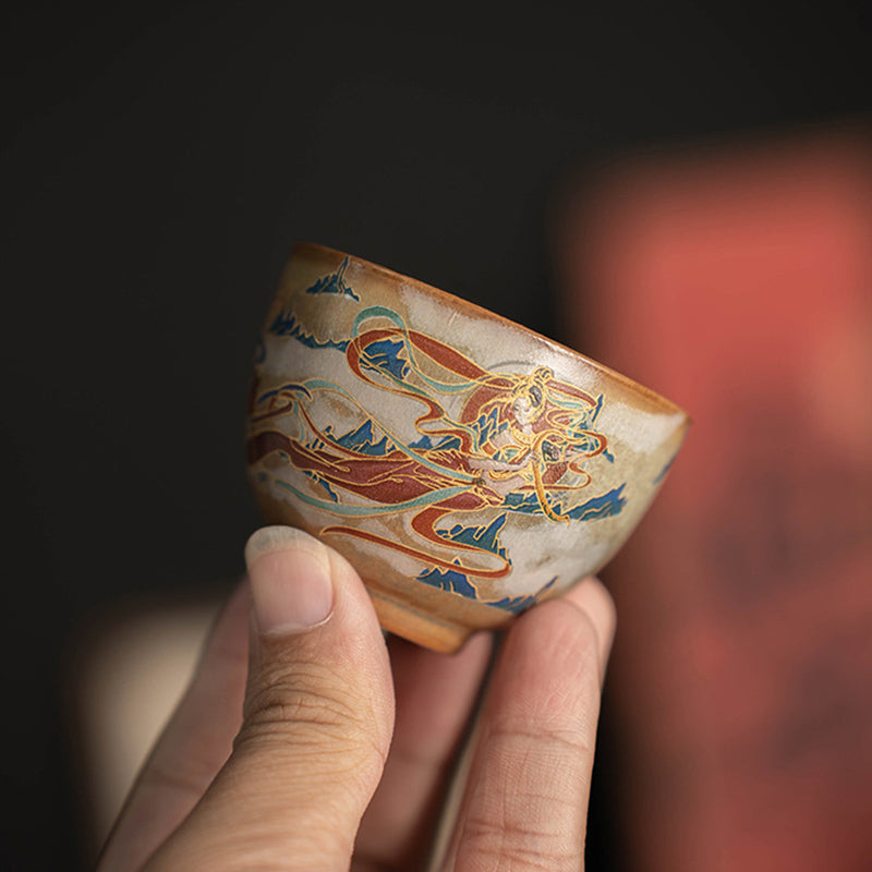 Dunhuang Fliegende Apsaras Keramik-Gaiwan-Teetasse, 150 ml