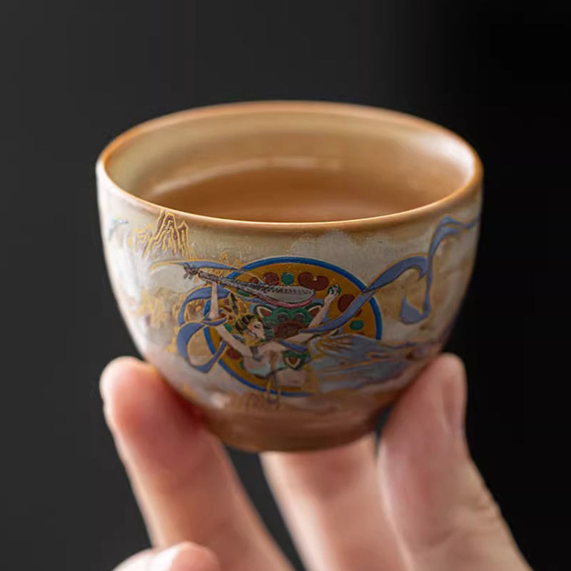 Dunhuang Fliegende Apsaras Keramik-Gaiwan-Teetasse, 150 ml