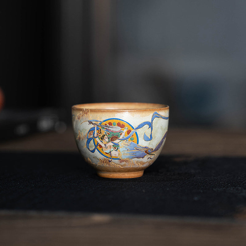 Dunhuang Fliegende Apsaras Keramik-Gaiwan-Teetasse, 150 ml