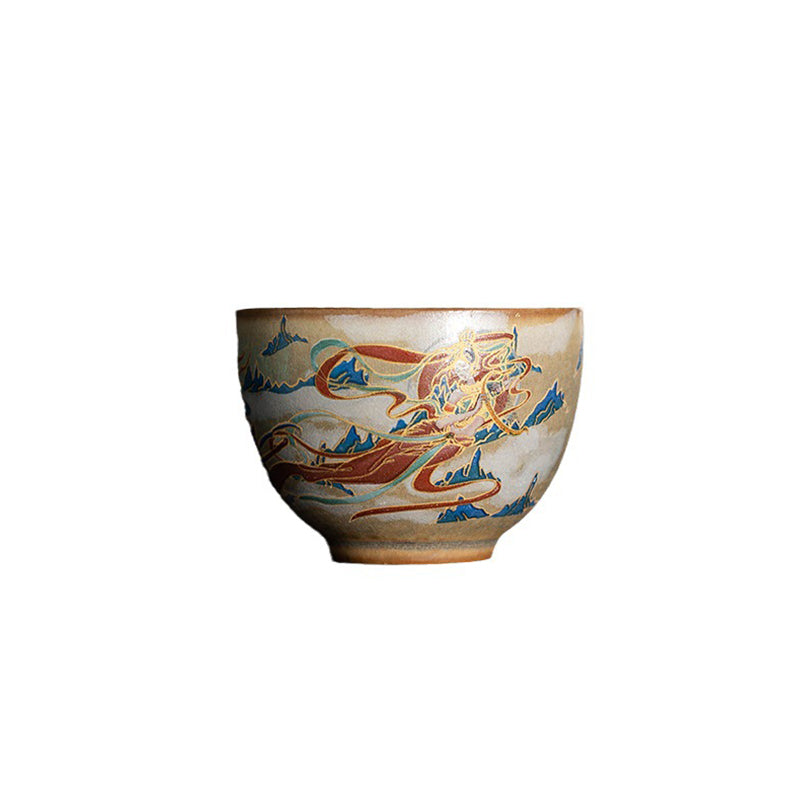 Dunhuang Fliegende Apsaras Keramik-Gaiwan-Teetasse, 150 ml