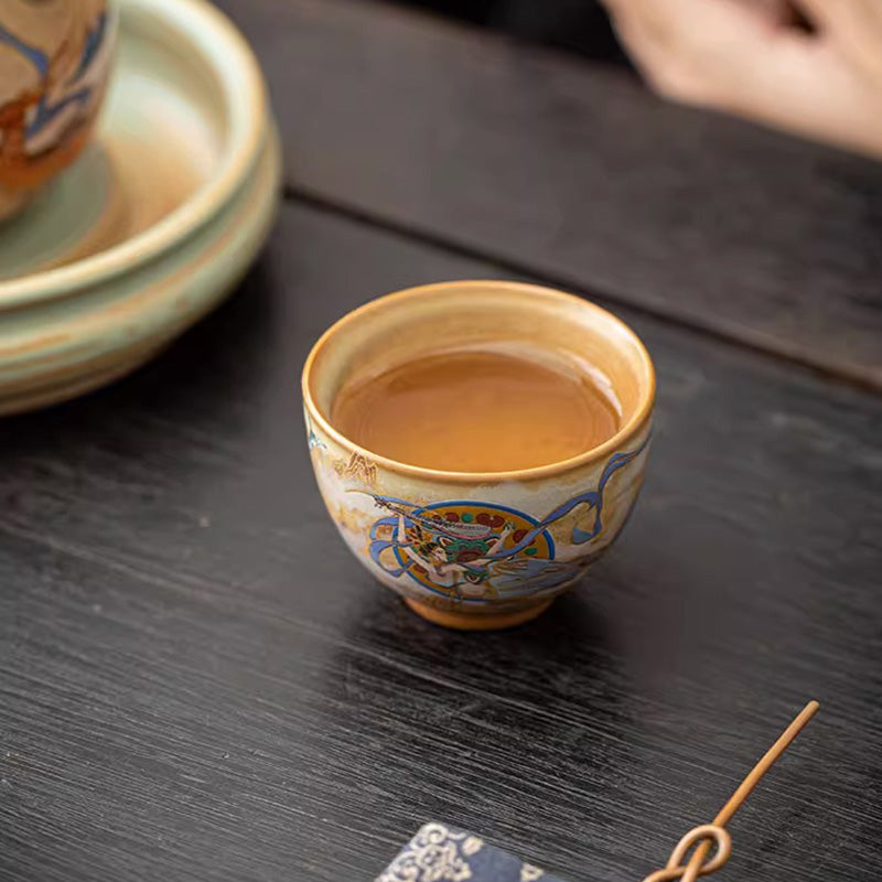 Dunhuang Fliegende Apsaras Keramik-Gaiwan-Teetasse, 150 ml