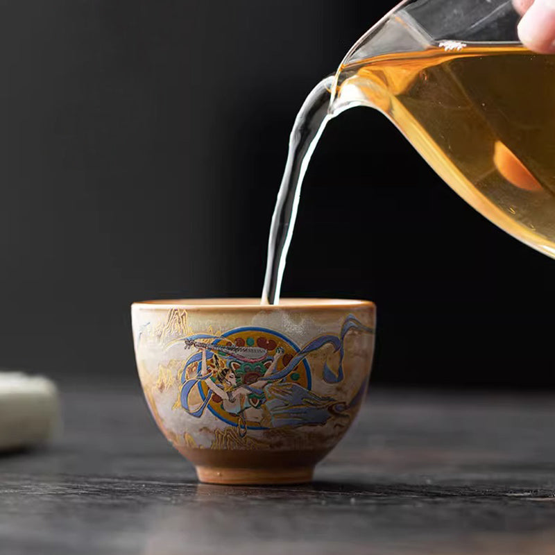 Dunhuang Fliegende Apsaras Keramik-Gaiwan-Teetasse, 150 ml