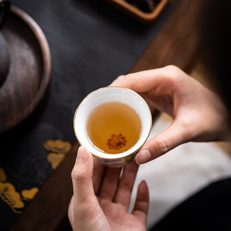 Dunhuang Fliegende Apsaras Keramik-Teetasse, 100 ml, Zen-Dekor