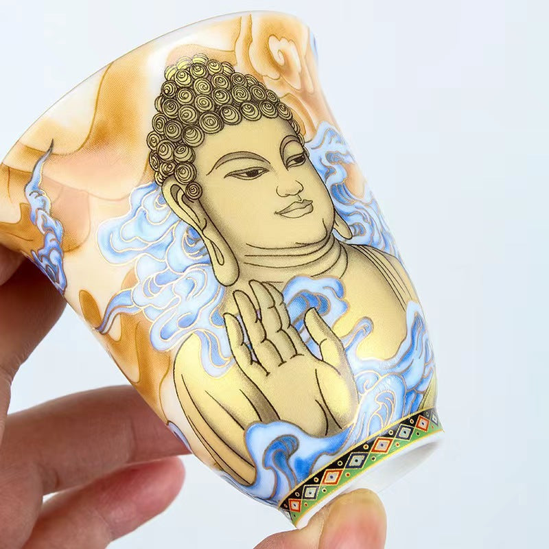 Dunhuang Fliegende Apsaras Keramik-Teetasse, 100 ml, Zen-Dekor