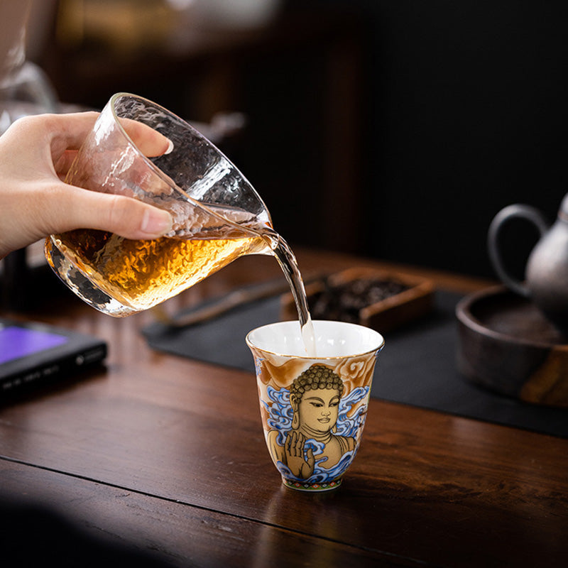 Dunhuang Fliegende Apsaras Keramik-Teetasse, 100 ml, Zen-Dekor