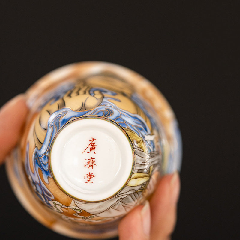 Dunhuang Fliegende Apsaras Keramik-Teetasse, 100 ml, Zen-Dekor