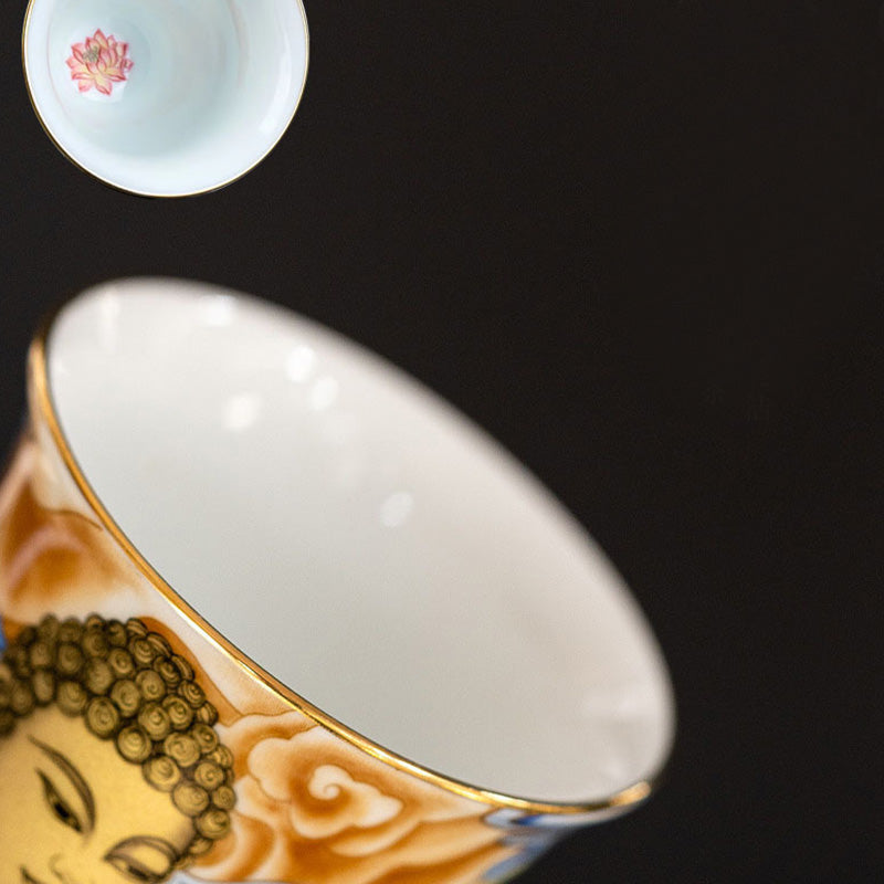 Dunhuang Fliegende Apsaras Keramik-Teetasse, 100 ml, Zen-Dekor