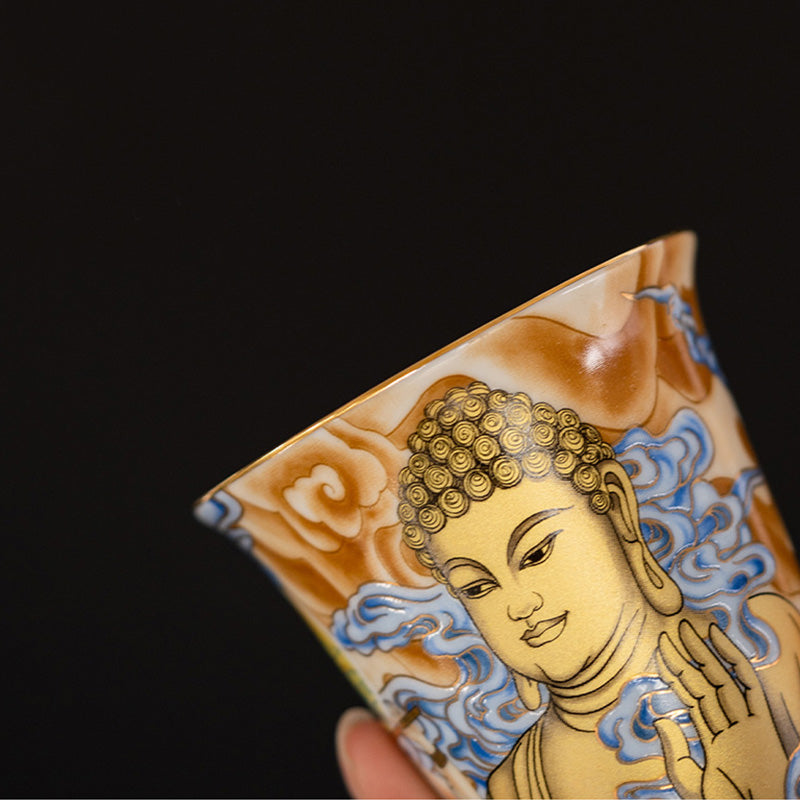 Dunhuang Fliegende Apsaras Keramik-Teetasse, 100 ml, Zen-Dekor