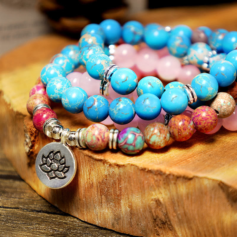 8mm Tibetan Miano Real Harmony Lotus Mala Beads