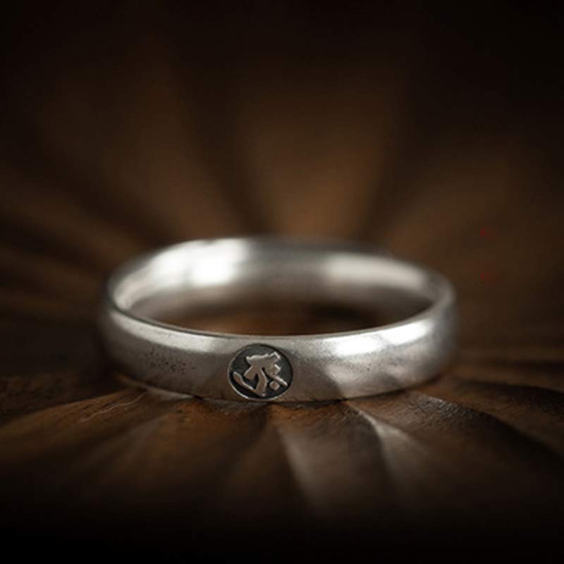 Adjustable 925 Sterling Silver Chinese Zodiac Blessing Ring