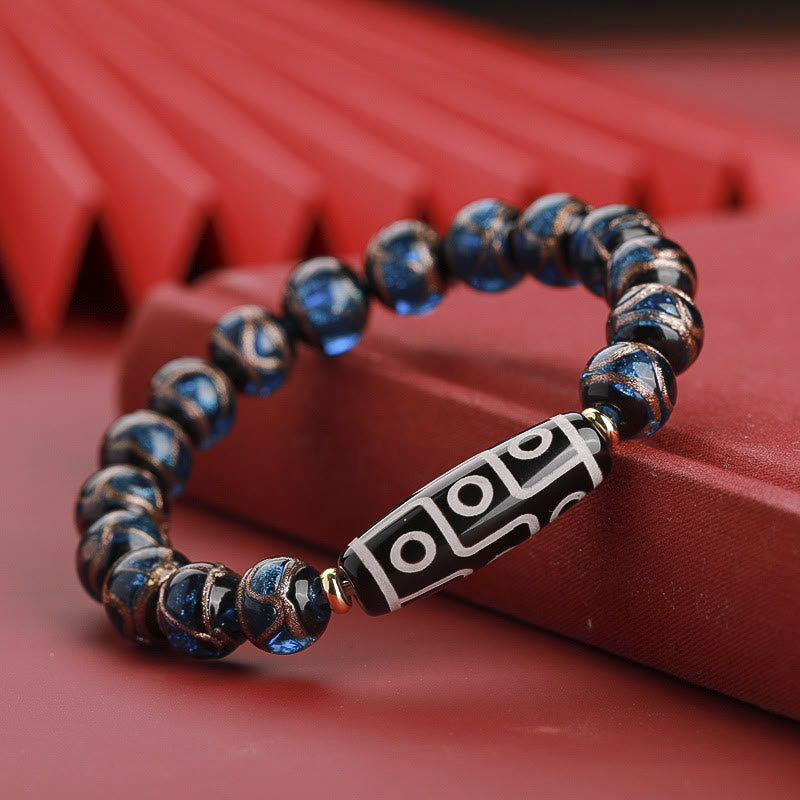 12mm Nine-Eye Dzi Bead Spiritual Wealth Bracelet