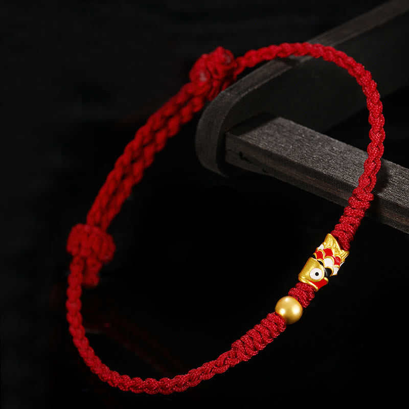 Unisex Red 999 Gold Koi Fish Luck Bracelet for Protection