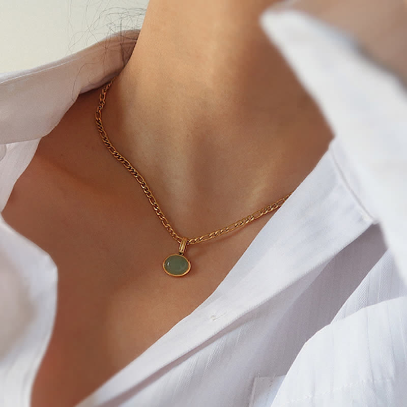 Turquoise Oval Strength Necklace Pendant in Titanium Steel