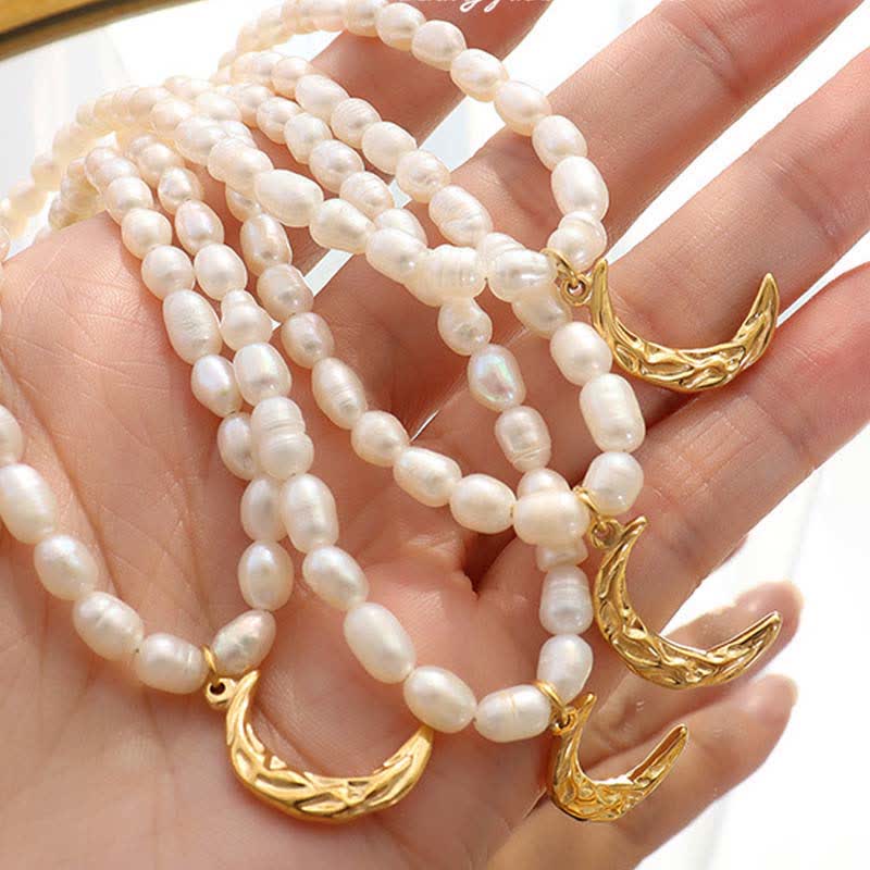Pearl Crescent Moon Calm Necklace for Inner Peace