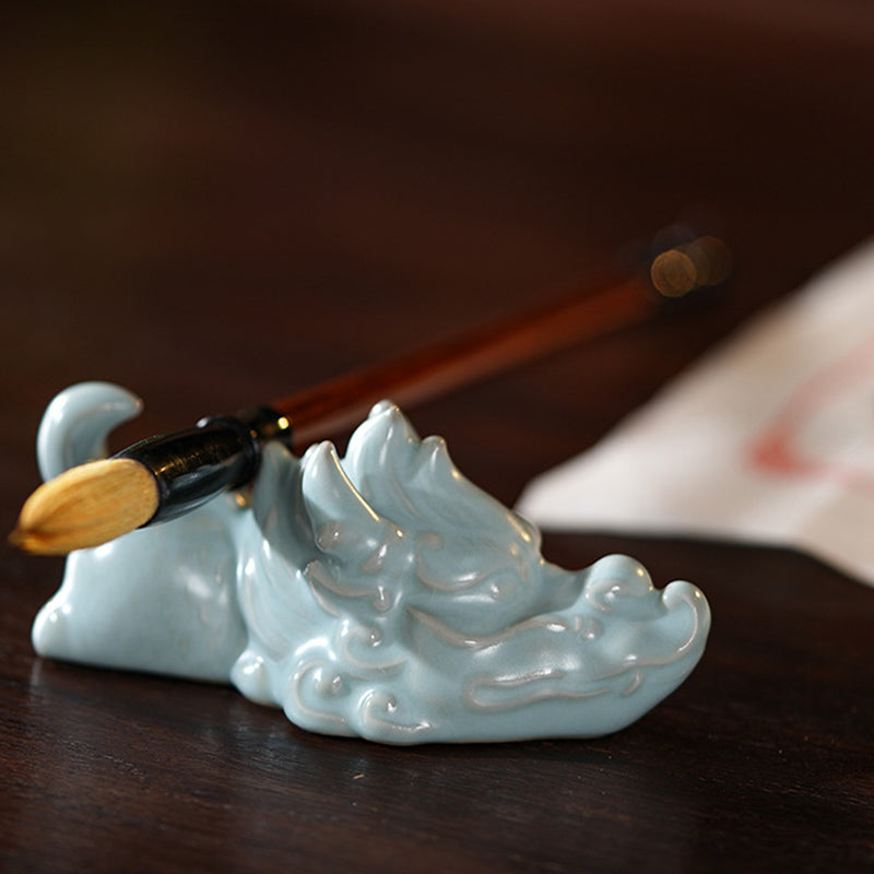 Ceramic Year of the Dragon Luck Figurine 10.2cm Decor