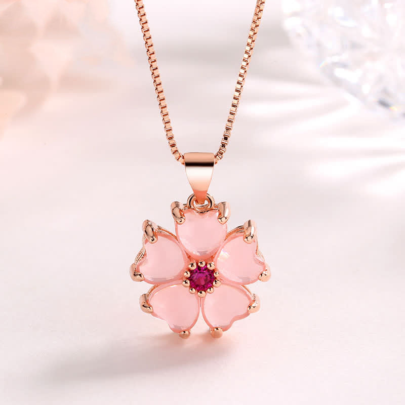Pink Crystal Love Heart Necklace | Soothing Copper Pendant