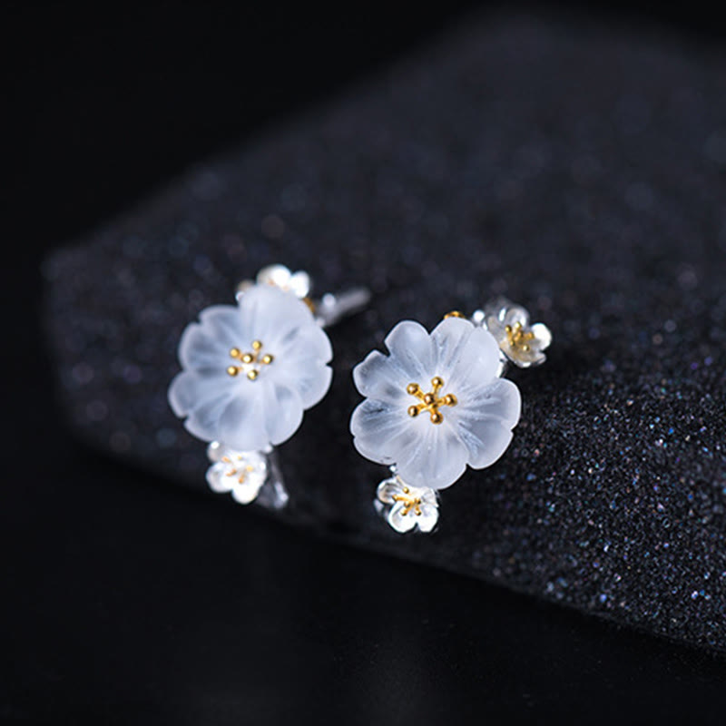925 Sterling Silver Plum Blossom Spiritual Earrings for Protection