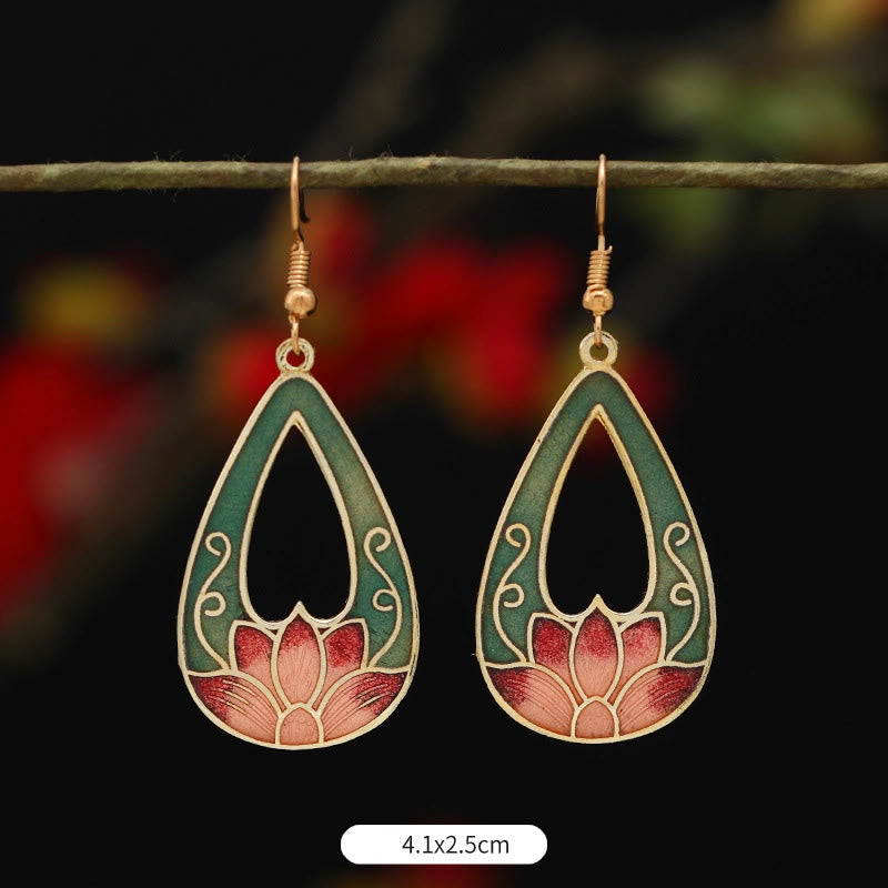 Alloy Copper Lotus Butterfly Drop Earrings for Spiritual Enlightenment