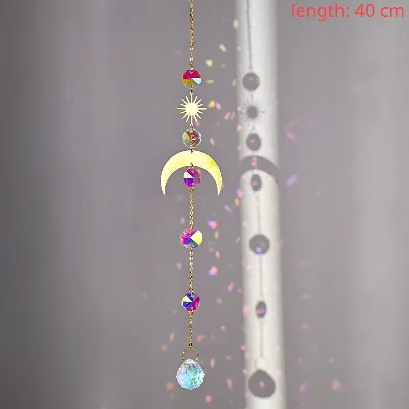 Crystal Suncatcher Outdoor Wind Chime Hanging Crystal Angel Butterfly Pendants Garden Tree Decor Window Drop Bell Hanging Decor