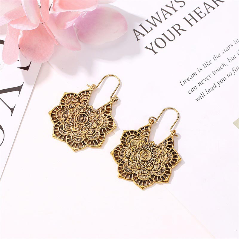 Tibetan Lotus Earrings in Copper | Balance & Healing