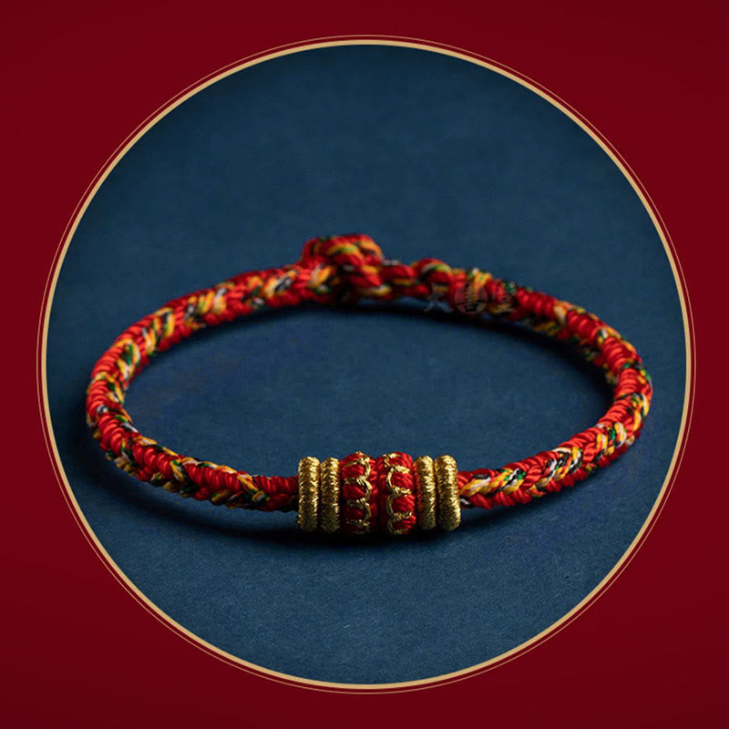 Handgefertigtes rotes Schnurarmband mit chinesischem Tierkreiszeichen für Glück und Stärke