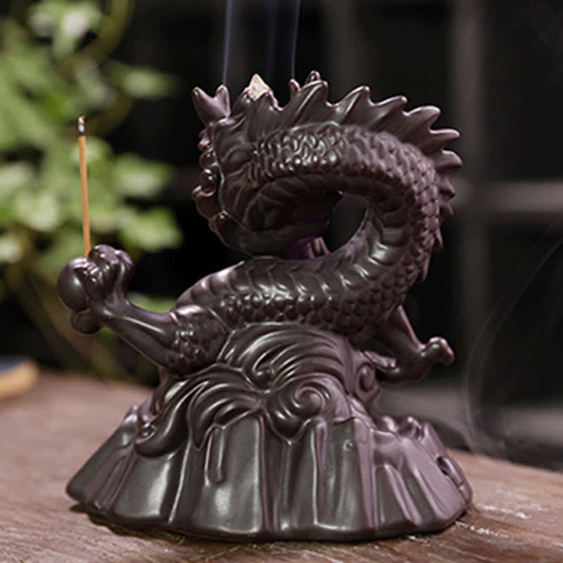 Auspicious Dragon Ceramic Backflow Smoke Incense Burner