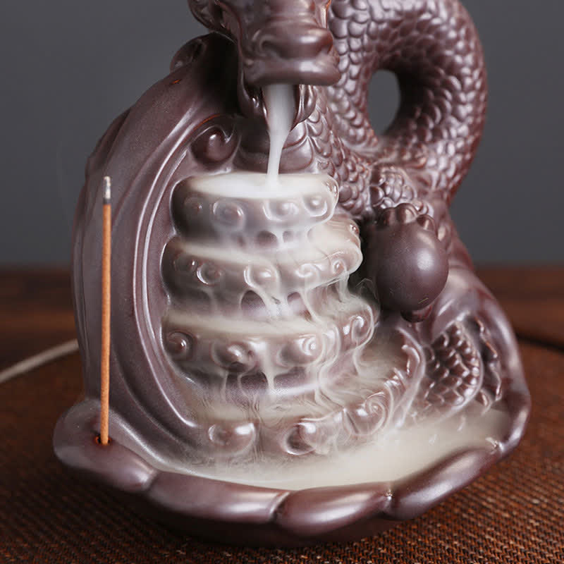 Dragon Pattern Ceramic Incense Burner for Success & Protection