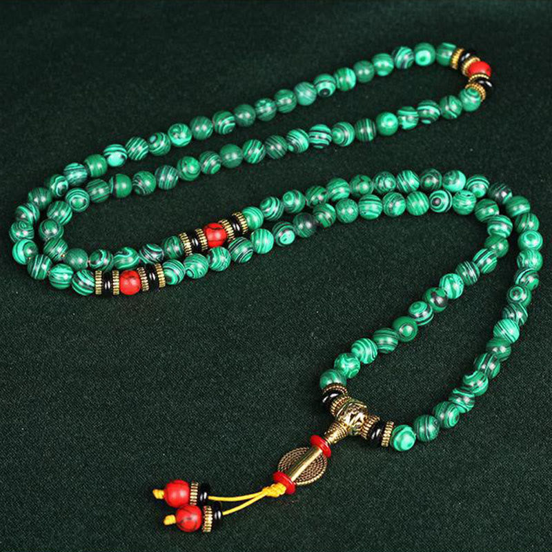 8mm Malachite 108 Bead Meditation Bracelet Necklace