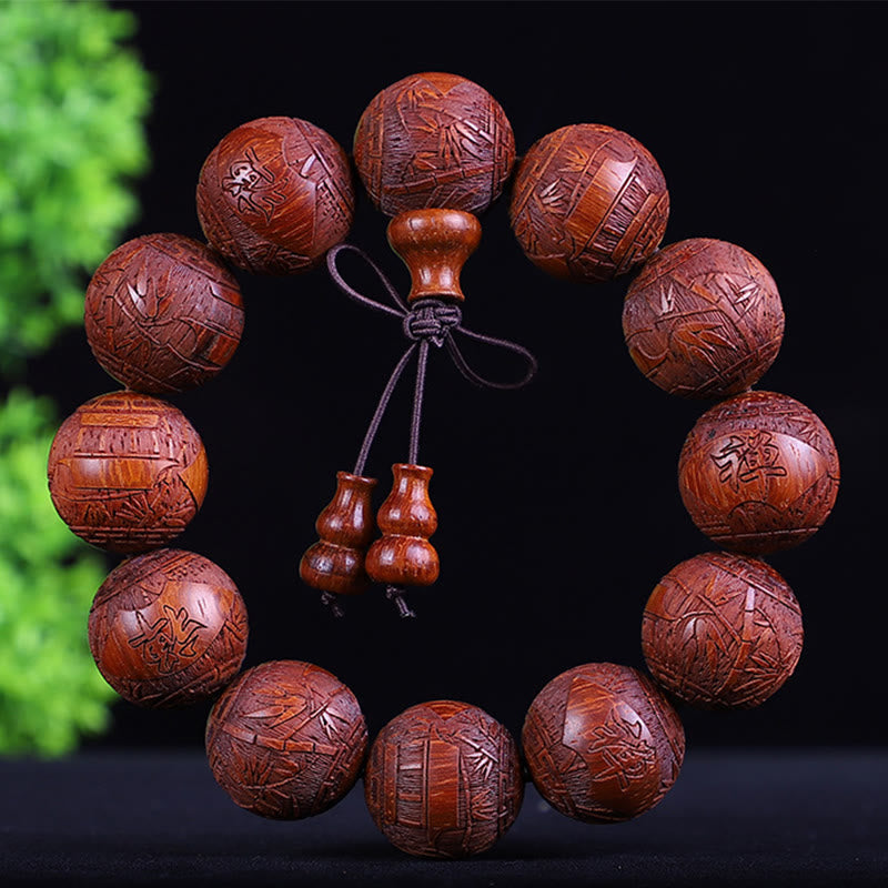 Chinesisches Sternzeichen-Armband aus Rosenholz | 12 Sternzeichen-Perlen Wärme