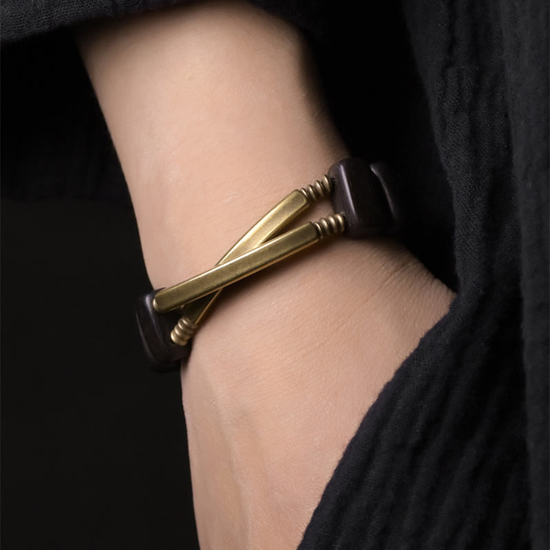 Ebony Wood Copper Double Layer Spiritual Bracelet Balance