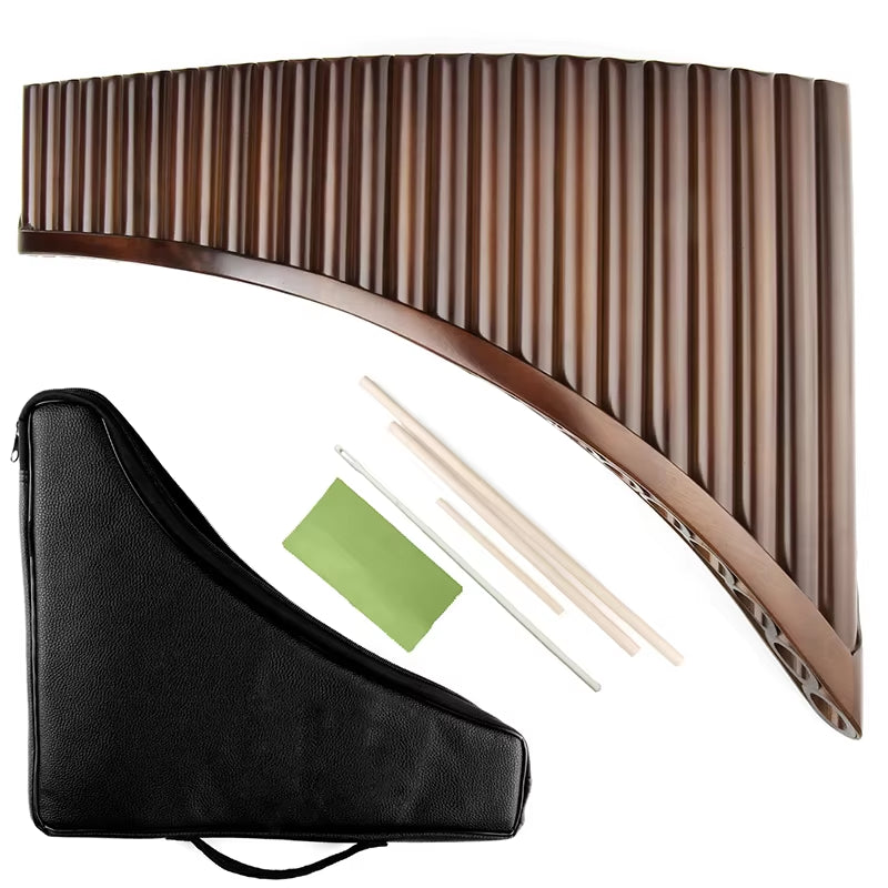 Handmade Brown Panflute for Musical Instruments Chinese Traditional Woodwind Instrument, Pan Pipes G Key High Quality 25 Pipes