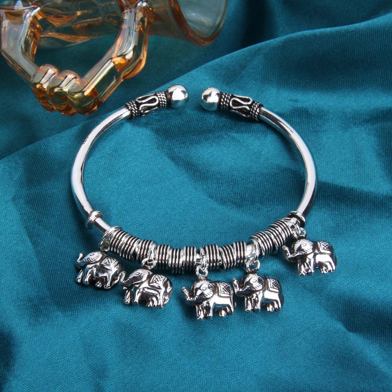 925 Sterling Silver Elephant Strength Bracelet | Wisdom Symbol