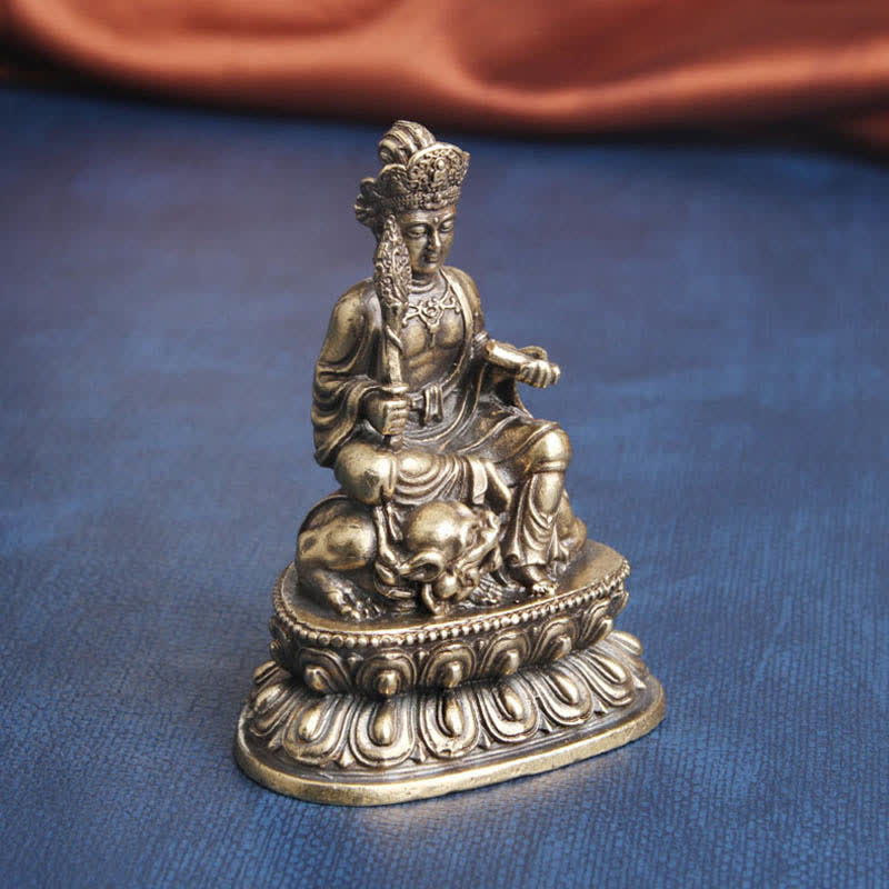 Manjusri Bodhisattva Copper Buddha Statue 49x64mm Serenity