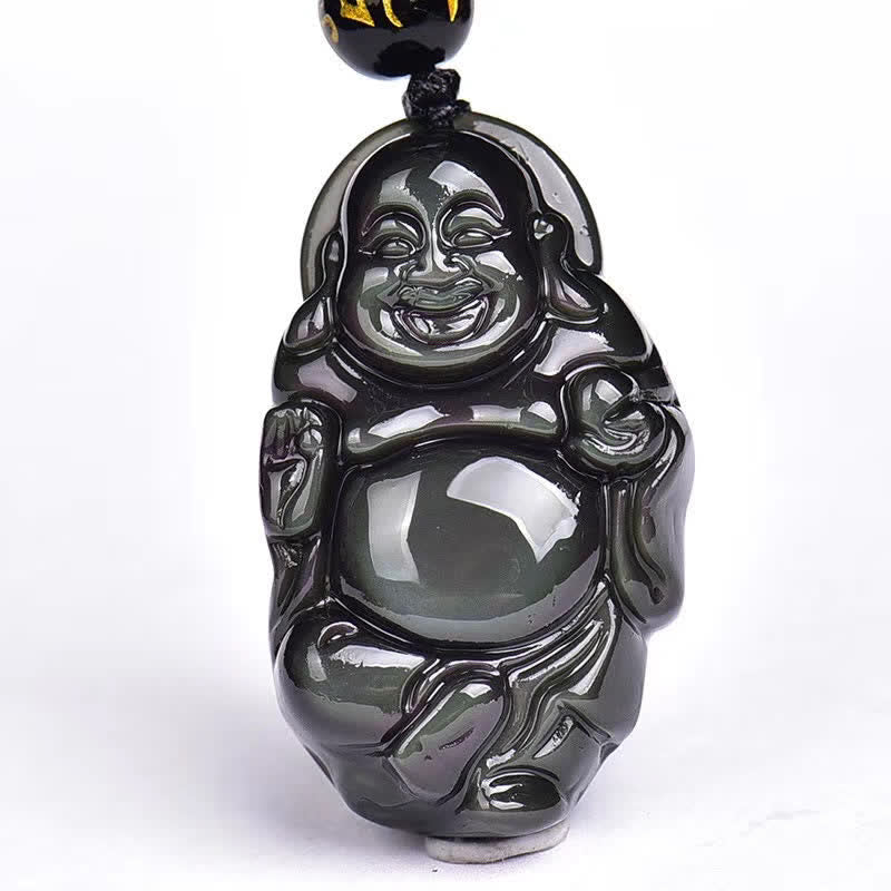 Rainbow Obsidian Laughing Buddha Inner Peace Pendant