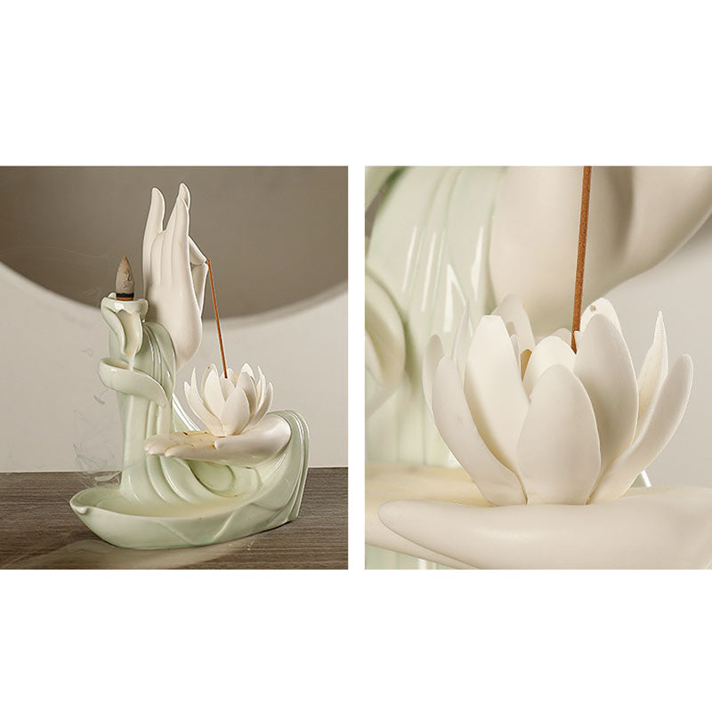 Handcrafted Purple Clay Lotus Ceramic Incense Burner