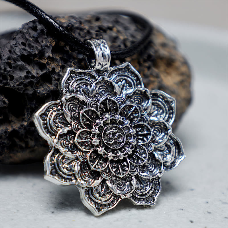 Lotus Pendant Necklace with Blessing Symbol | Healing Sounds