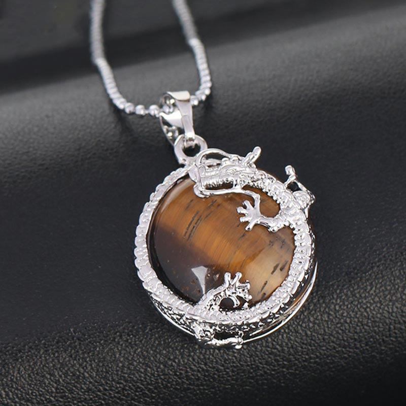Natural Quartz Crystal Dragon Necklace Healing Energy Pendant