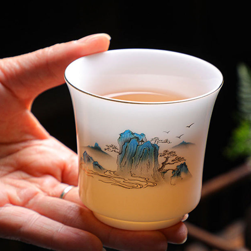 120 ml Keramik-Teetasse | Berge, Flüsse, Bäume, Eleganz