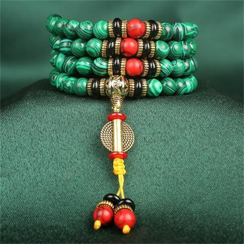 8mm Malachite 108 Bead Meditation Bracelet Necklace