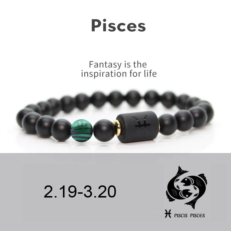 8 mm verstellbares Armband aus schwarzem Onyx mit chinesischem Sternzeichen