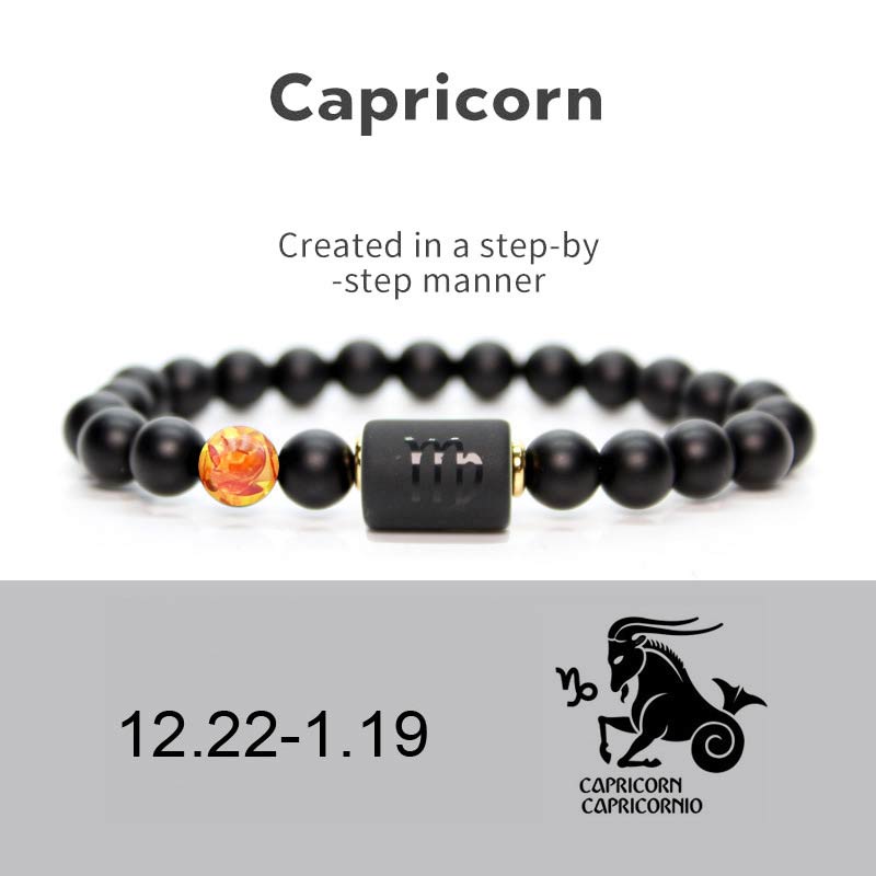 8 mm verstellbares Armband aus schwarzem Onyx mit chinesischem Sternzeichen