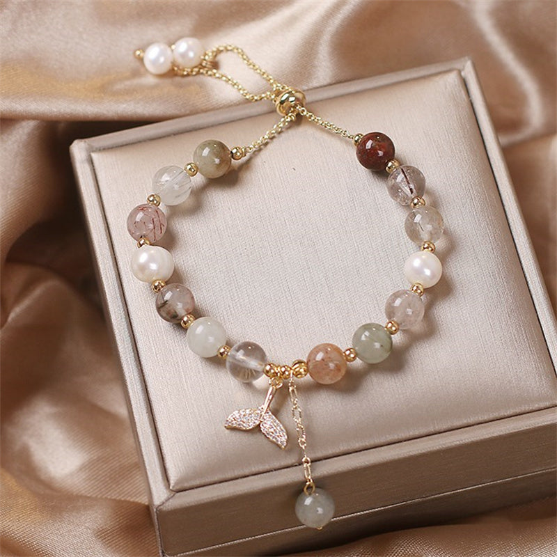 Strawberry Quartz Rutilated Quartz Healing Bracelet 8mm Beads