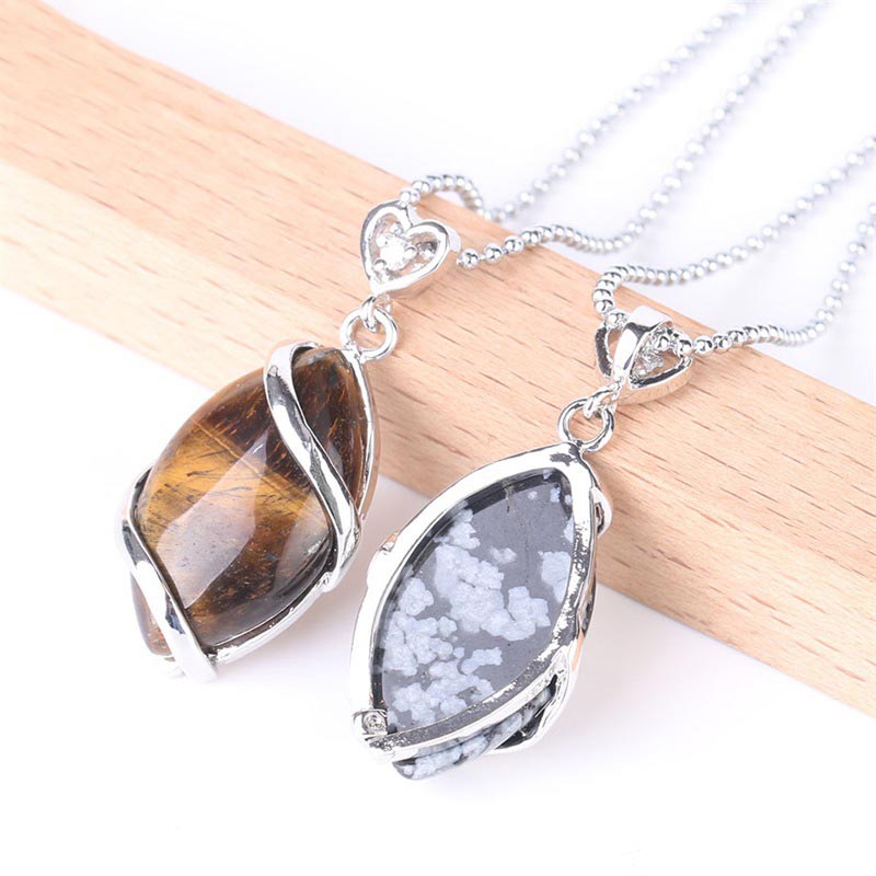 Amethyst Necklace with Natural Marquise Crystal Pendant