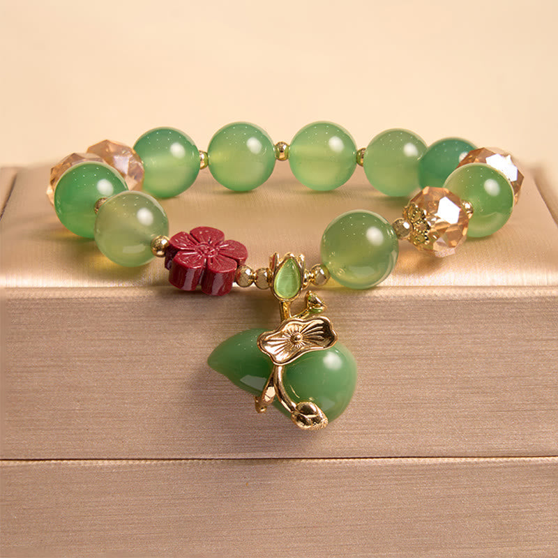 10mm Natural Red and Green Agate Confidence Bracelet