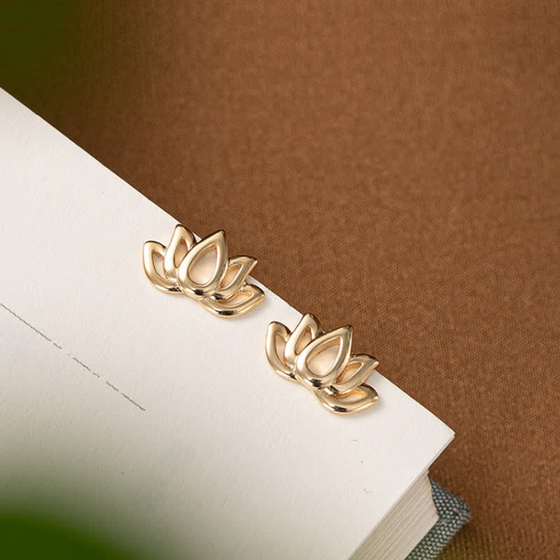 Silver Lotus Flower Blessing Earrings 18mm | Healing Sounds
